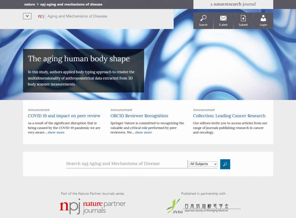 THE AGING HUMAN BODY SHAPE – FEATURED ARTICLE IN NATURE PARTNER JOURNAL IZBI